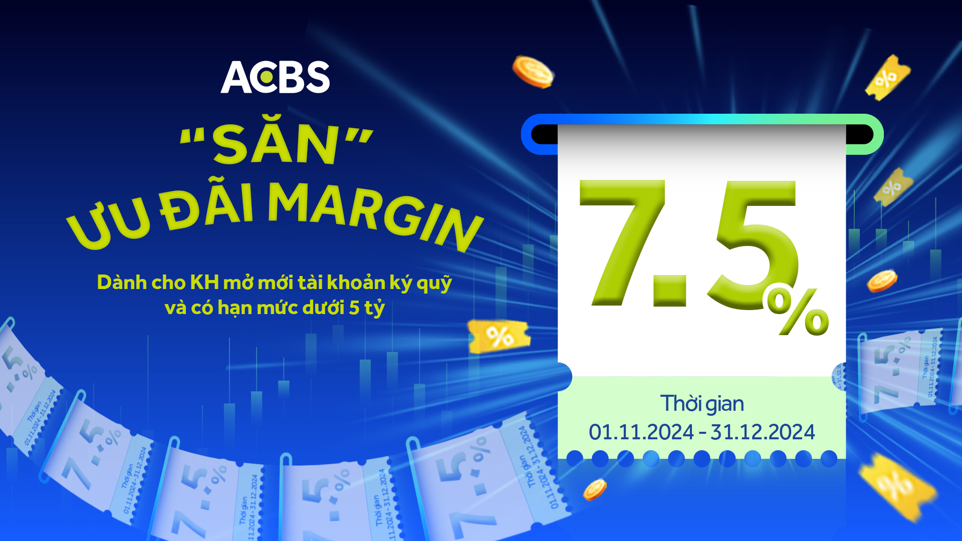 “SĂN” ƯU ĐÃI MARGIN 7.5 CỰC HẤP DẪN CÙNG ACBS!